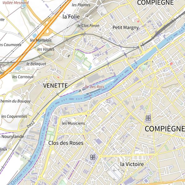 Plan cartographique de Compiègne centre