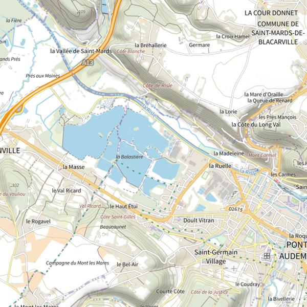 Plan cartographique de Complexe des étangs-option carpodrome