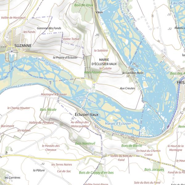 Plan cartographique de Conseil Départemental de la Somme Eclusier Vaux