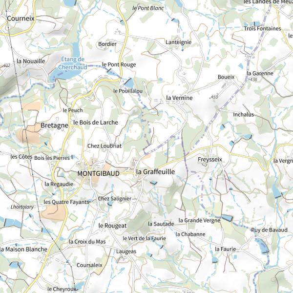 Plan cartographique de Contour approximatif Corrèze