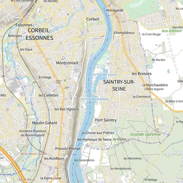Plan cartographique de Coudray-Montceaux