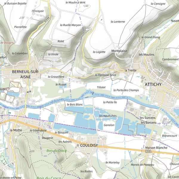 Plan cartographique de Couloisy : zone de tolérance