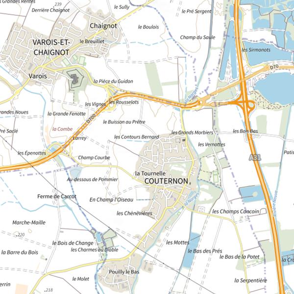 Plan cartographique de Couternon Pêche Loisirs