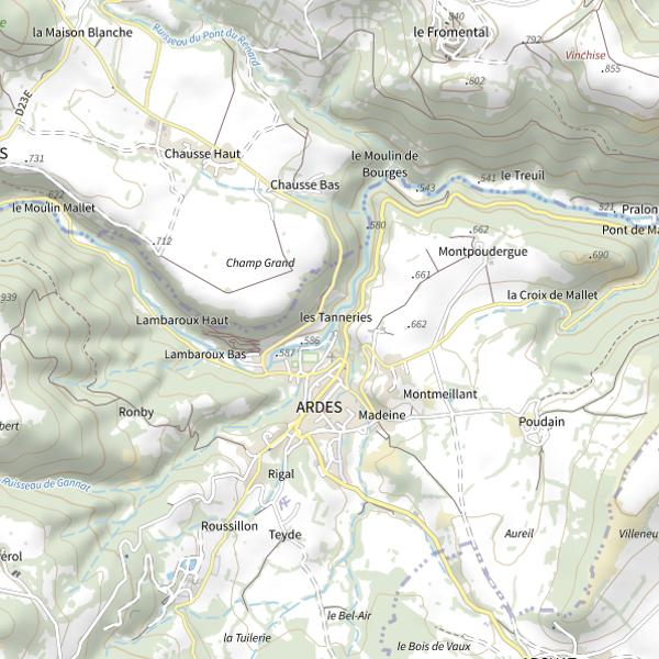 Plan cartographique de Couze d'Ardes (Parcours PMR)