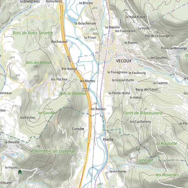 Plan cartographique de Diversification de l’habitat piscicole de la Moselle à Vecoux