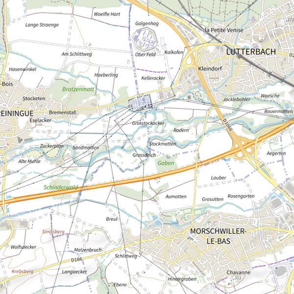 Plan cartographique de Doller parcours Lutterbach