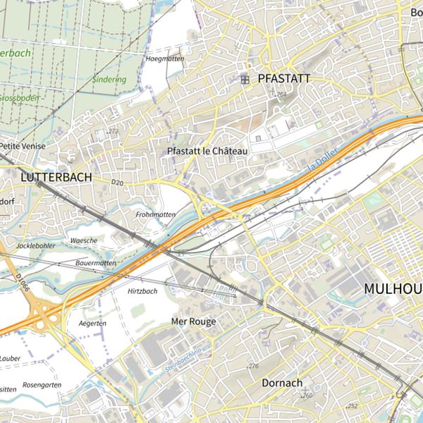Plan cartographique de Doller parcours Pfastatt