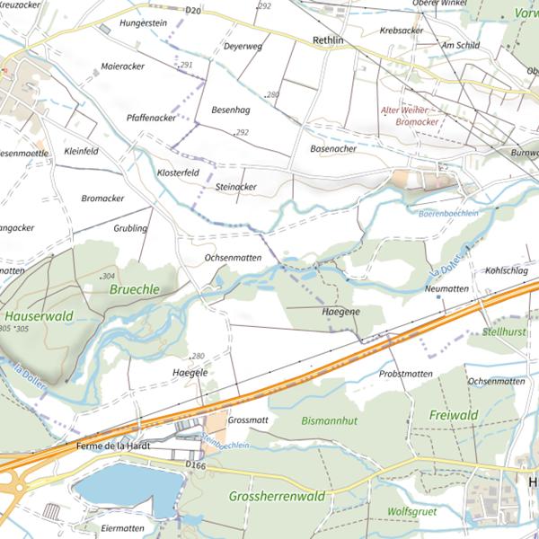 Plan cartographique de Doller parcours Reiningue
