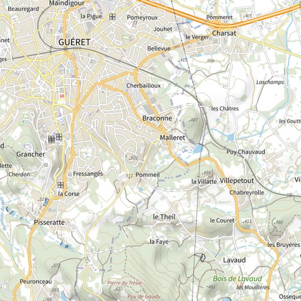 Plan cartographique de Domaine de Malleret (Guéret)