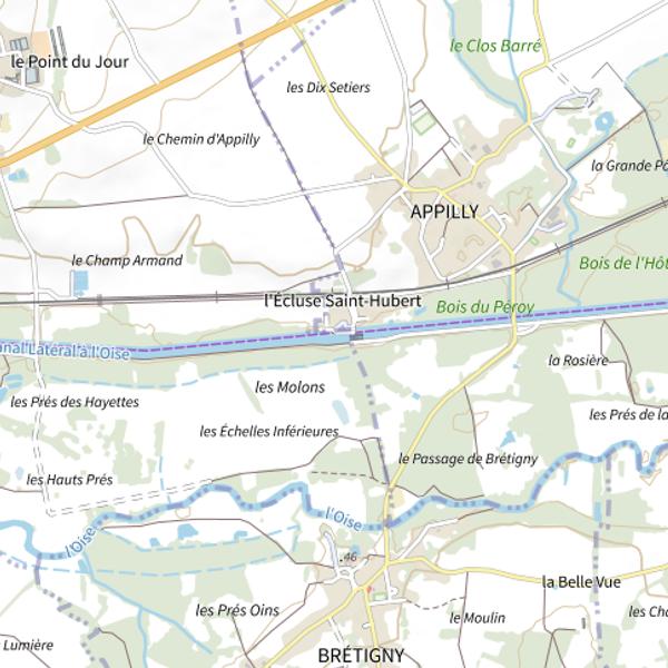Plan cartographique de Écluses d'Appilly