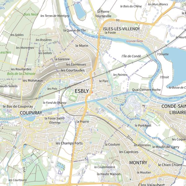 Plan cartographique de Esbly-Condé-Sainte-Libiaire