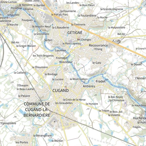 Plan cartographique de Espace du Doué, La Sèvre Nantaise, Cugand