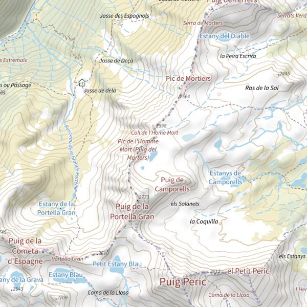 Plan cartographique de Estany de l'Home mort