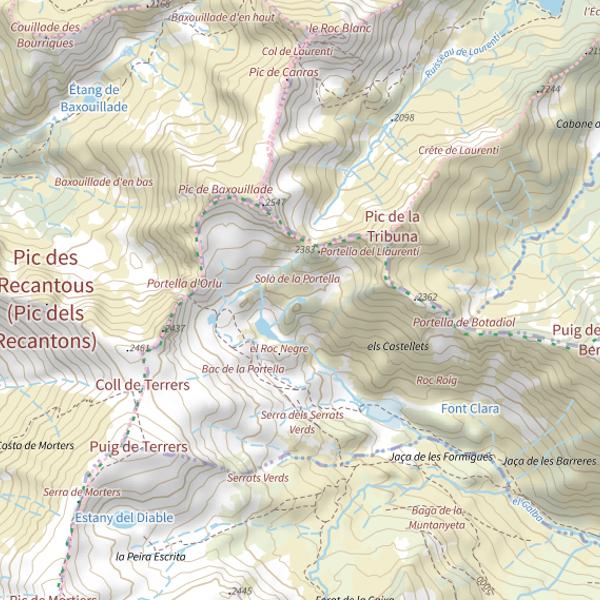 Plan cartographique de Estanyols de la Portella