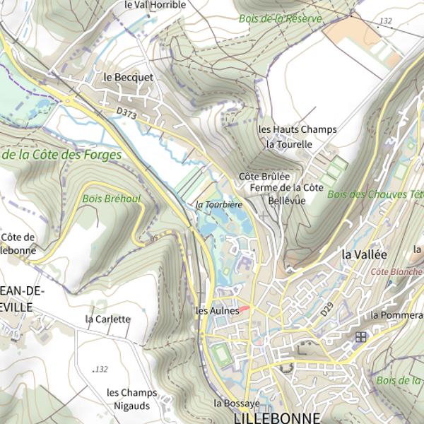 Plan cartographique de Étang aux blancs