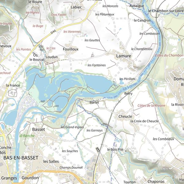 Plan cartographique de Étang Beige à Bas en Basset