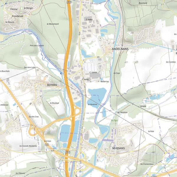 Plan cartographique de Étang Bellerive