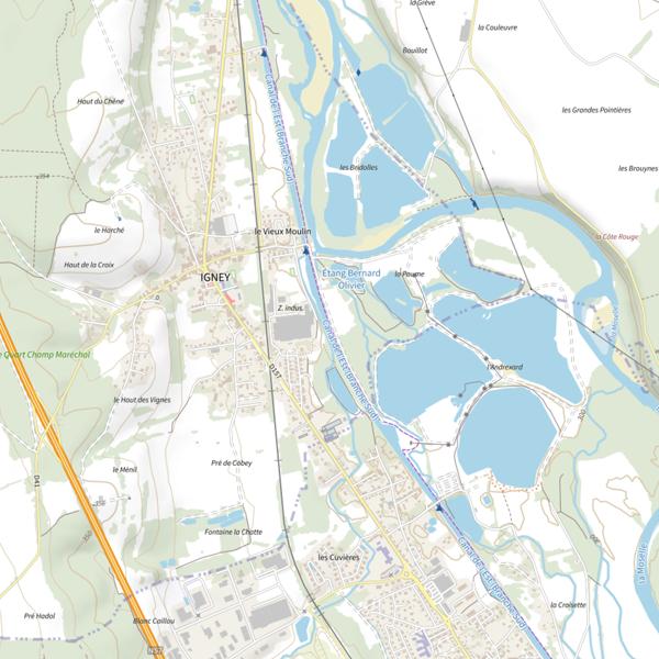 Plan cartographique de Étang Bernard Olivier