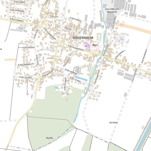 Plan cartographique de Étang Bindernheim