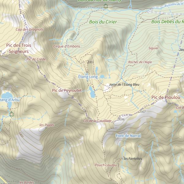 Plan cartographique de Étang Bleu 2 (2 étangs)