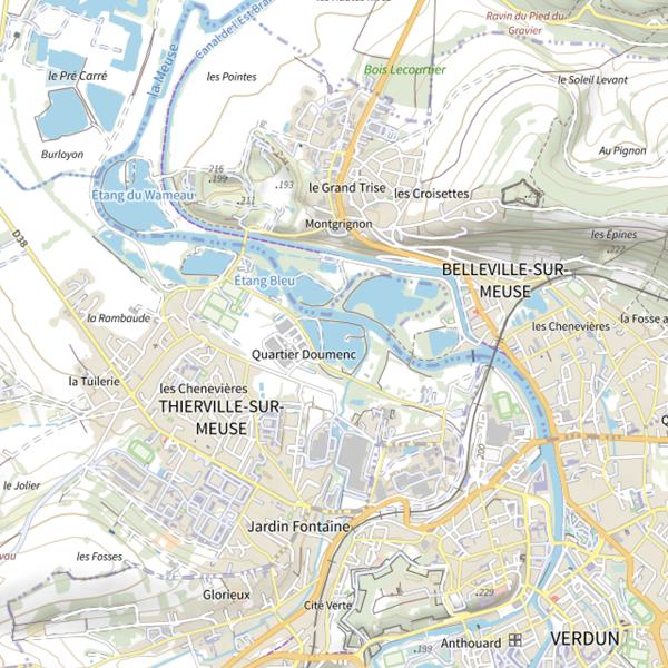Plan cartographique de Étang Bleu (Thierville-sur-Meuse)