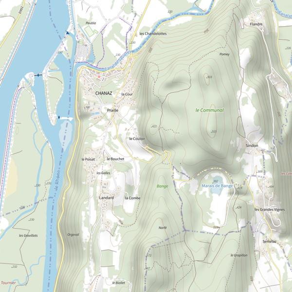Plan cartographique de Étang Chanaz