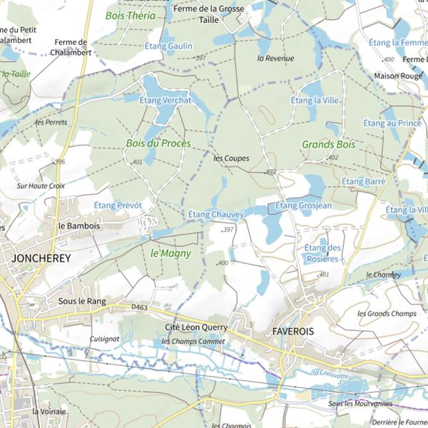 Plan cartographique de Étang Chauvey