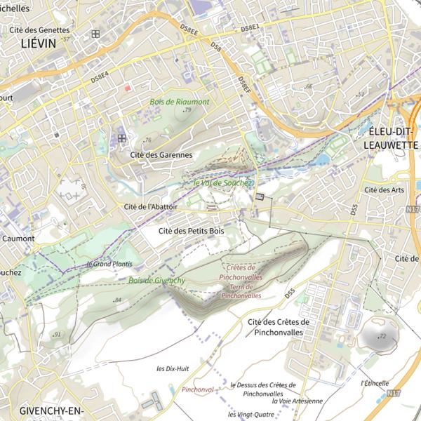 Plan cartographique de Étang communal d'Avion (Liévin)