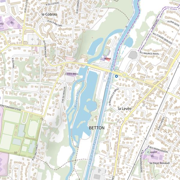 Plan cartographique de Étang communal de Betton