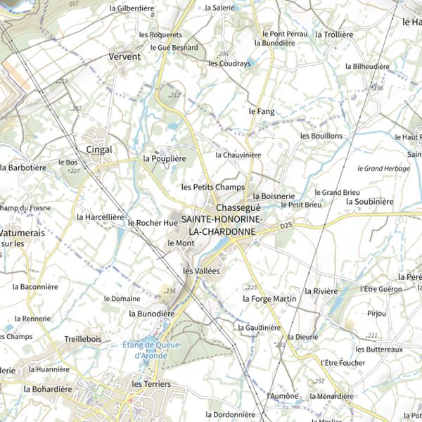 Plan cartographique de Étang communal de Chassegne