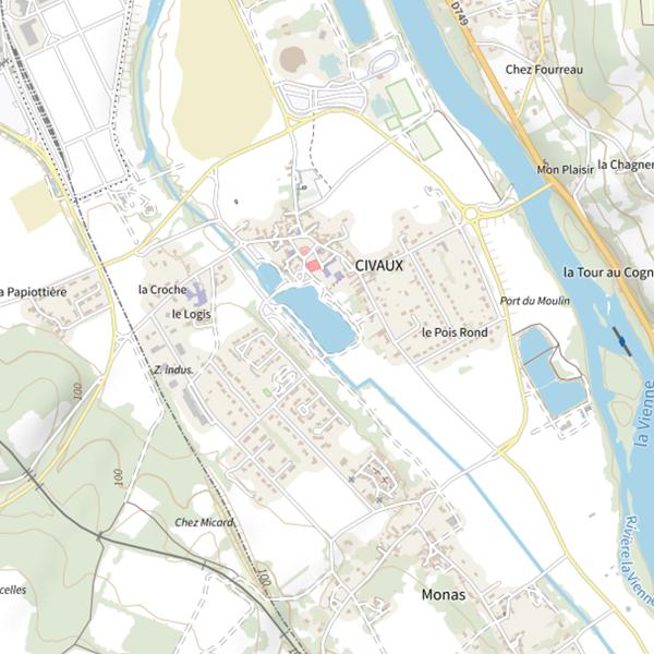 Plan cartographique de Étang Communal de Civaux