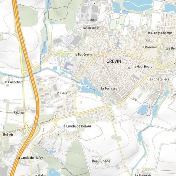 Plan cartographique de Étang communal de Crevin