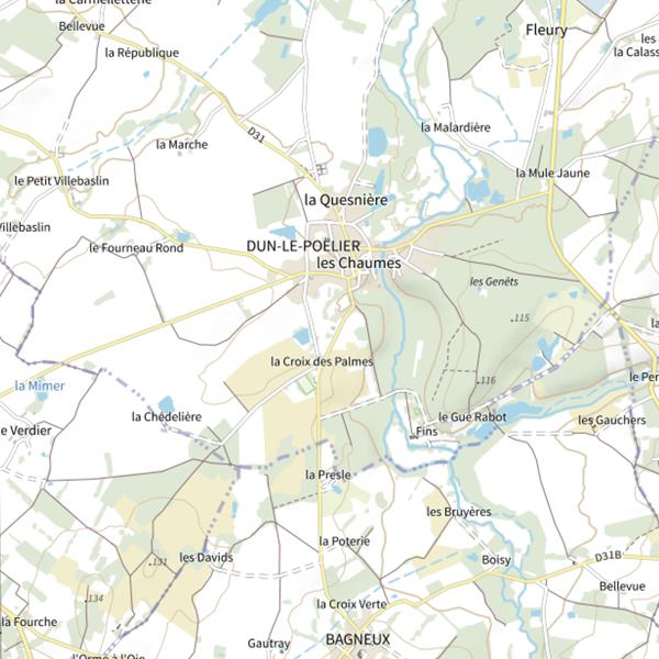 Plan cartographique de Étang Communal de Dun