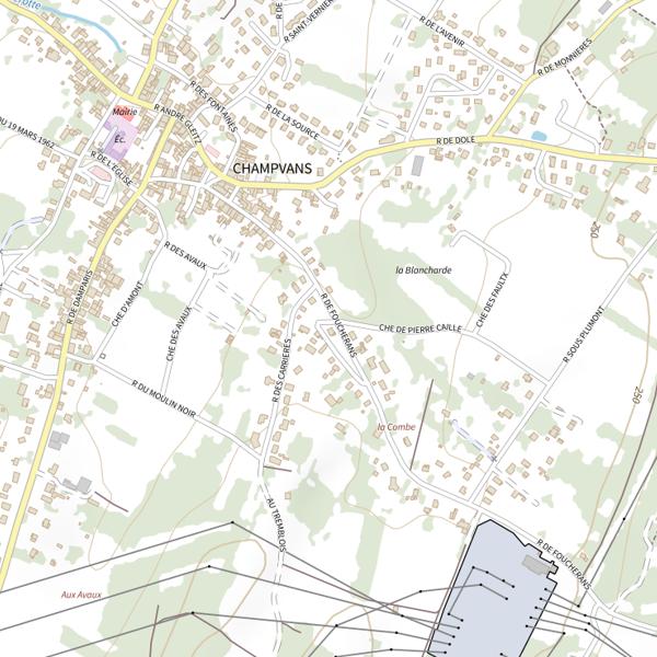 Plan cartographique de Étang communal de Foucherans
