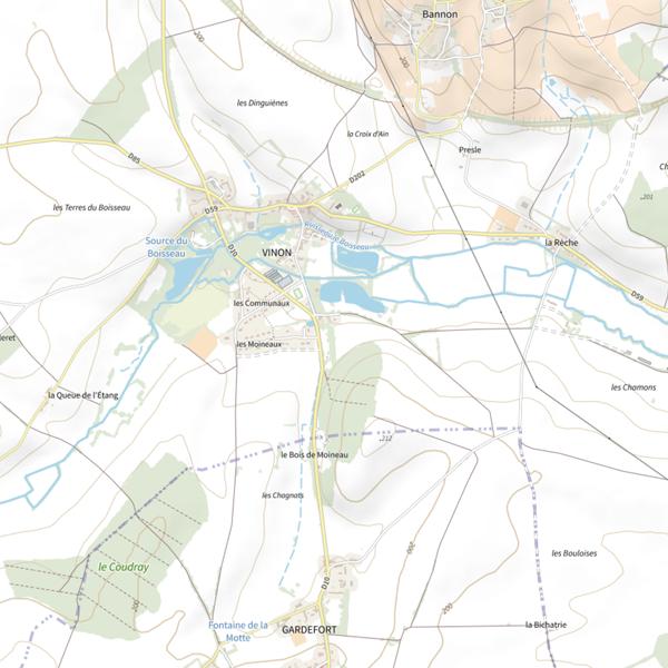 Plan cartographique de Étang communal de la Cardeux