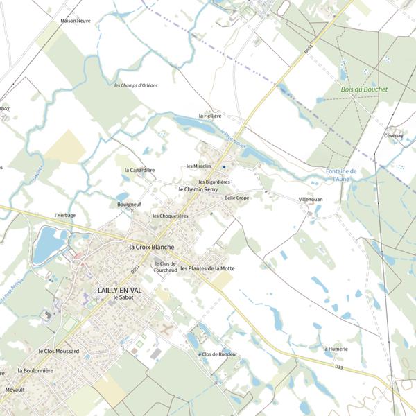 Plan cartographique de Étang communal de Lailly-en-Val