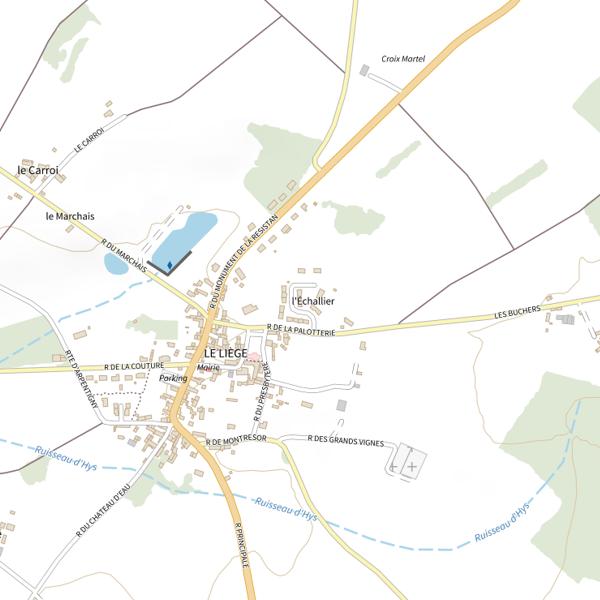 Plan cartographique de Étang communal de Le Liège