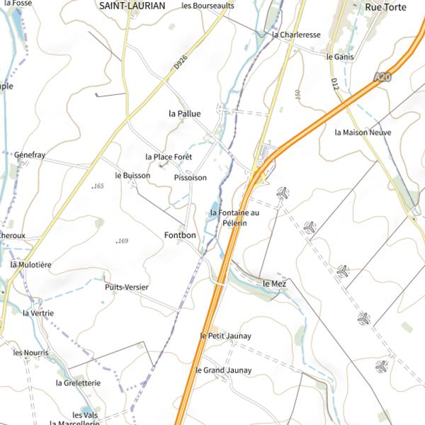 Plan cartographique de Étang communal de Luant (La Chapelle-Saint-Laurian)