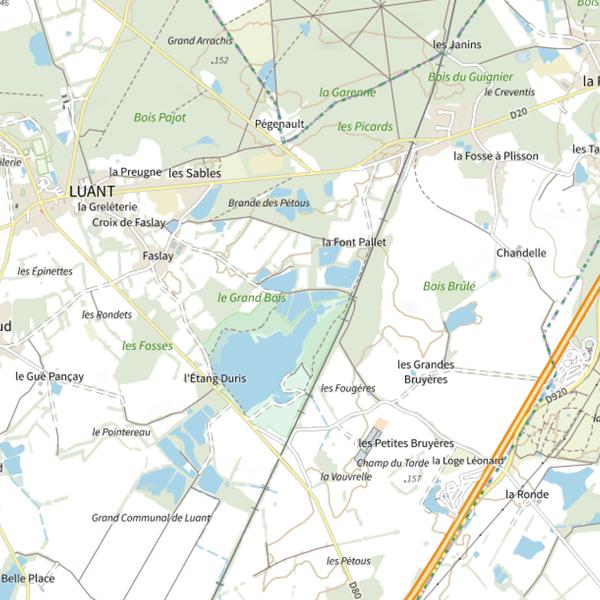 Plan cartographique de Étang Communal de Luant