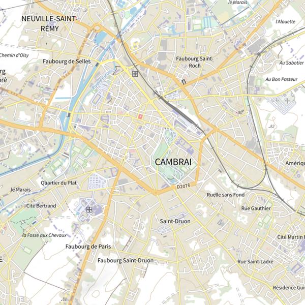 Plan cartographique de Étang communal de Neuville St Rémy