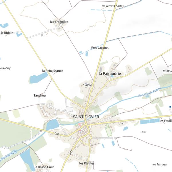 Plan cartographique de Étang communal de Saint Flovier