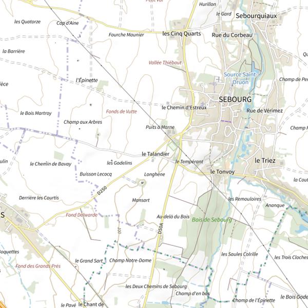 Plan cartographique de Étang communal de Sebourg