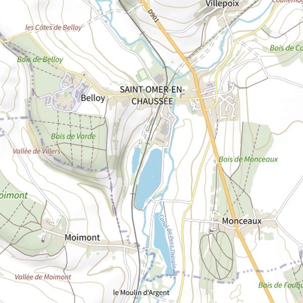 Plan cartographique de Étang Communal de St Omer en Chaussée