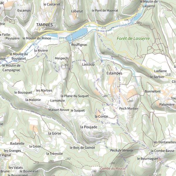 Plan cartographique de Étang Communal de Tamnies