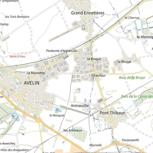 Plan cartographique de Étang communal d'Ennevelin (Avelin)