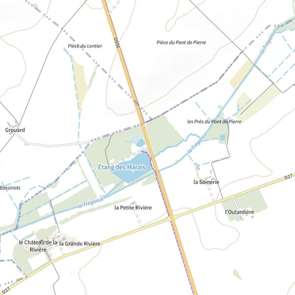 Plan cartographique de Étang communal des Marais