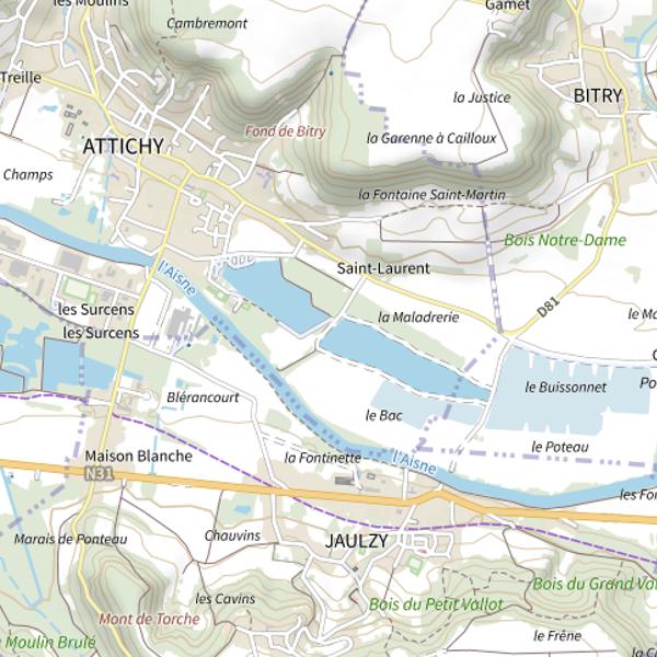 Plan cartographique de Étang communal du Mauvais Pas