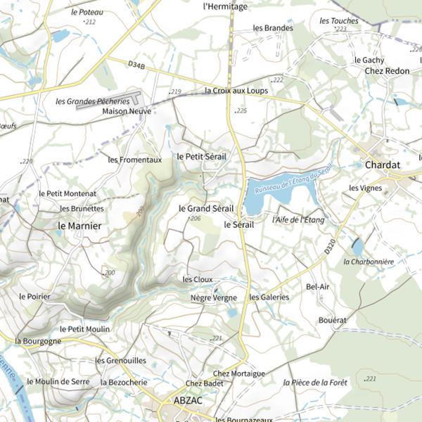 Plan cartographique de Étang communal du Sérail
