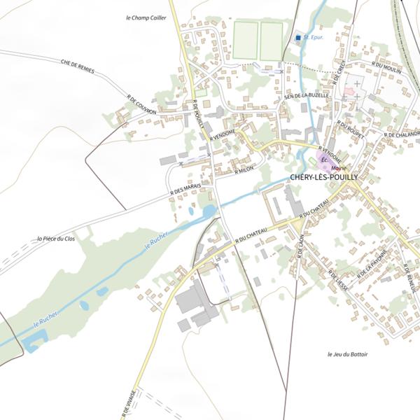 Plan cartographique de Étang communal le Chapitre (Chéry-lès-Pouilly)