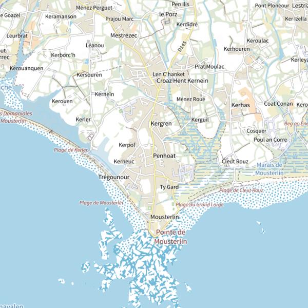 Plan cartographique de Étang Communal Mousterlin / Fouesnant